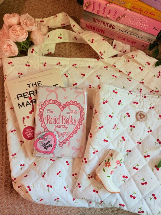 CHERRY QUILTED TOTE BAG
