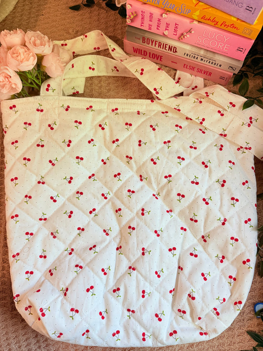 CHERRY QUILTED TOTE BAG