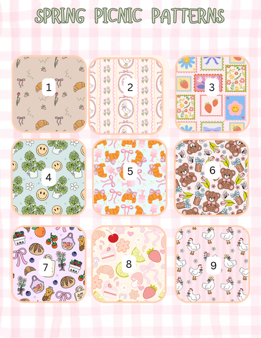 SPRING/PICNIC PATTERNS ALL SIZES SLEEVES/POUCHES