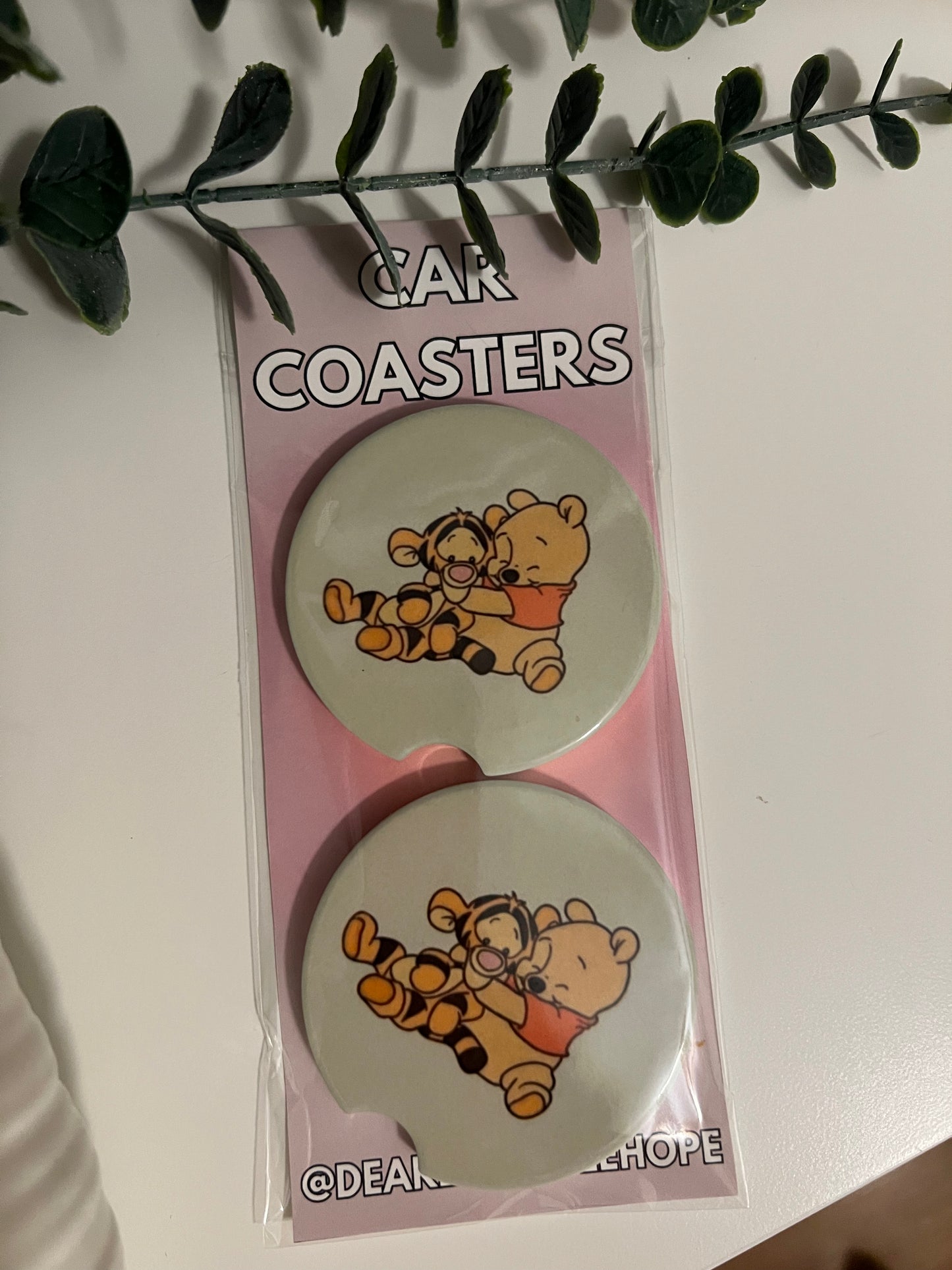Winnie Pooh & Tigger Car Coasters (set of 2)