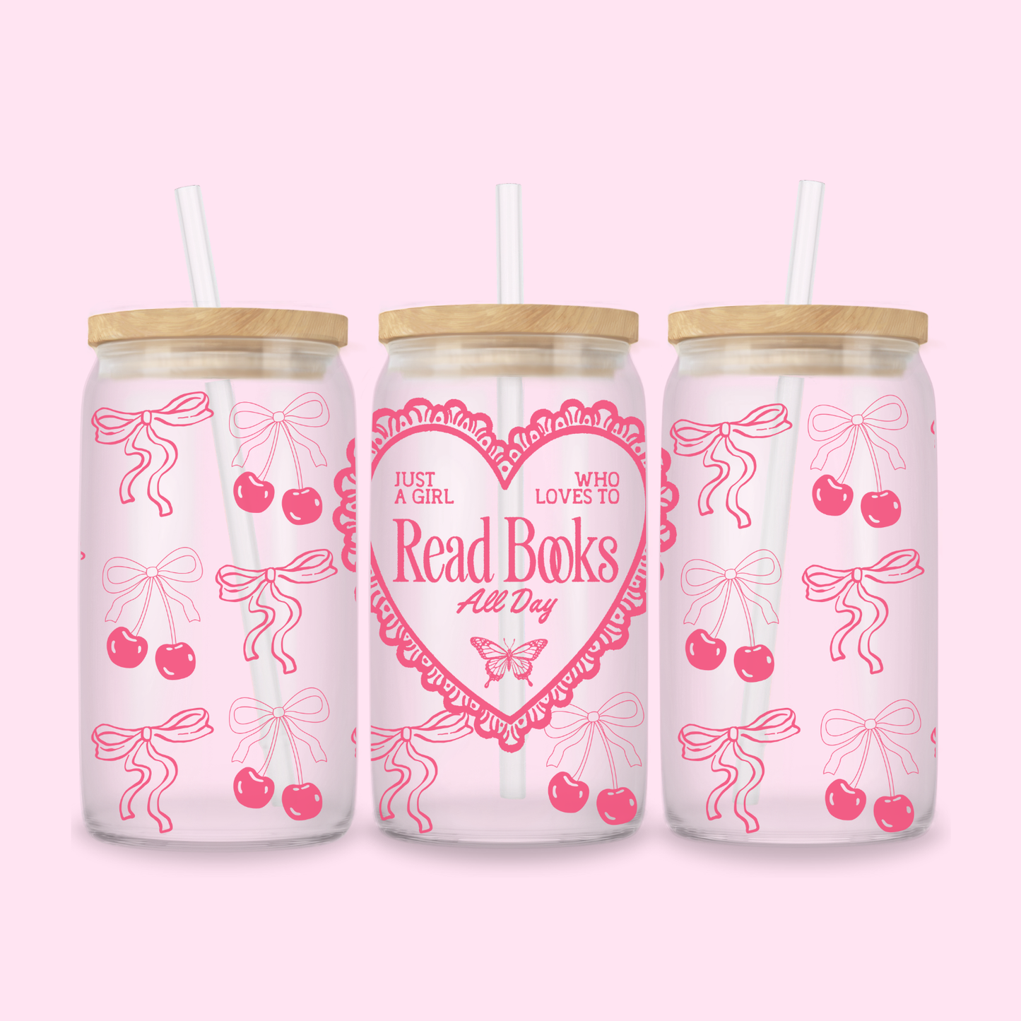 JUST A GIRL WHO READS BOOKS GLASS CUP