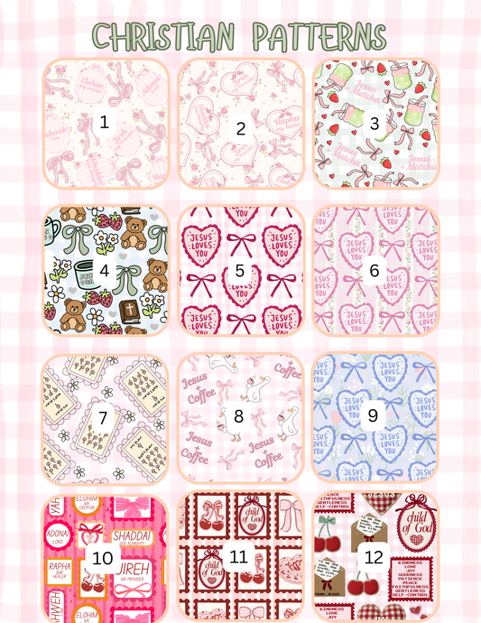 FAITH BASED/CHRISTIAN PATTERNS ALL SIZES SLEEVES/POUCHES