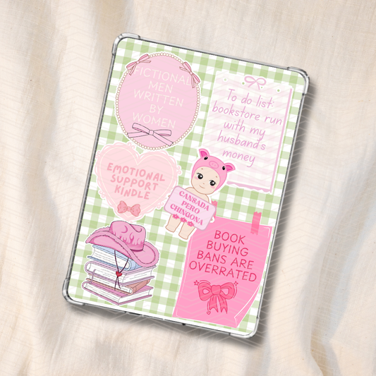 GREEN GINGHAM KINDLE INSERT