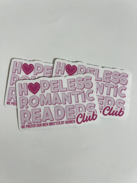 HOPELESS ROMANTIC READER CLUB STICKER