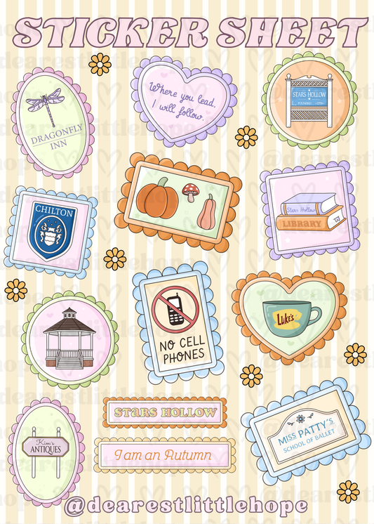GILMORE GIRLS STICKER SHEET 4.58IN X 6.41IN