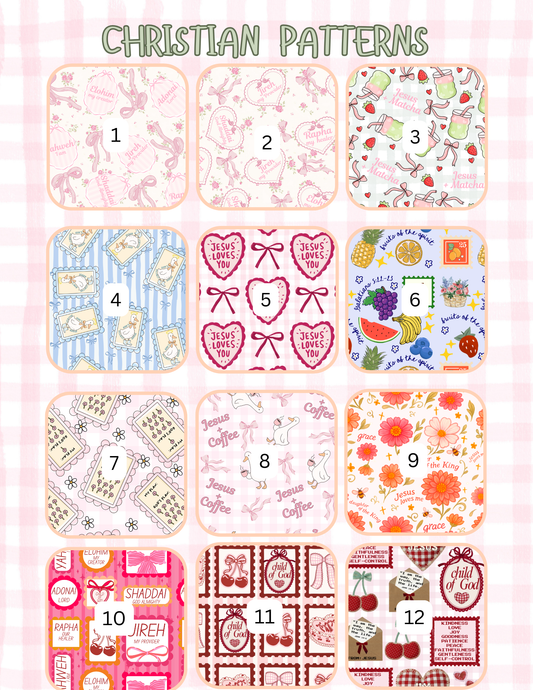 FAITH BASED/CHRISTIAN PATTERNS ALL SIZES SLEEVES/POUCHES