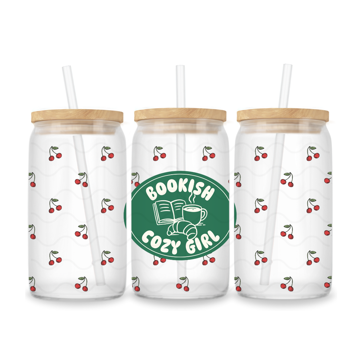 BOOKISH COZY GIRL GLASS CUP