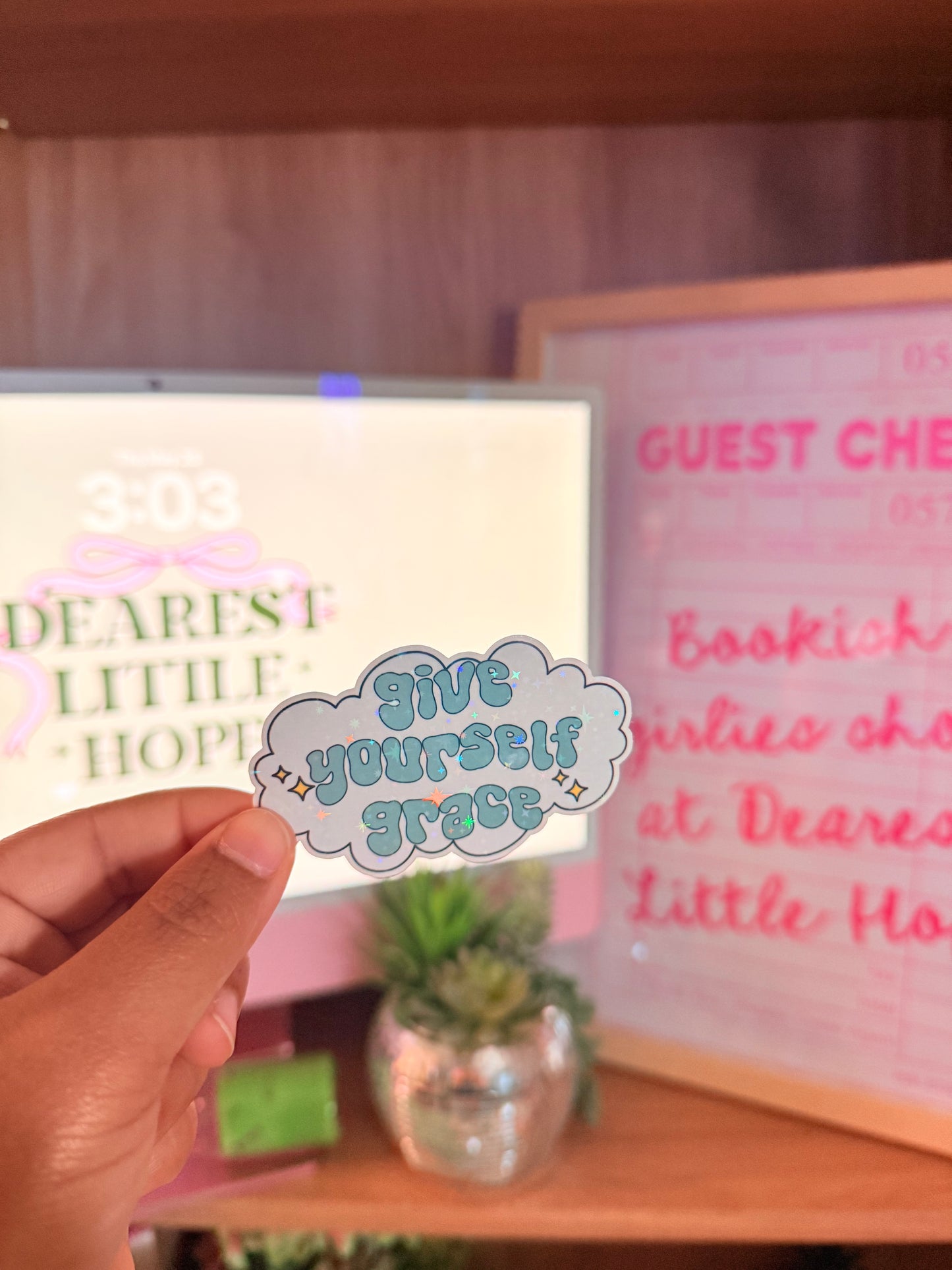 GIVE YOURSELF GRACE HOLOGRAPHIC STICKER
