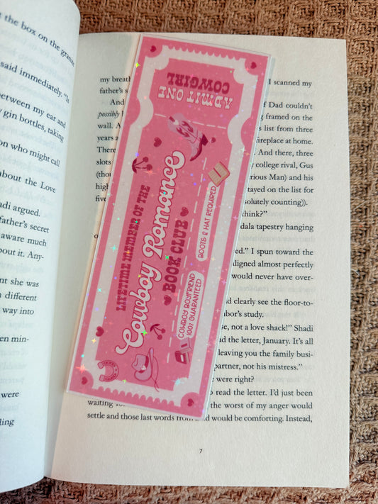 COWBOY ROMANCE ADMIT ONE HOLOGRAPHIC BOOKMARK