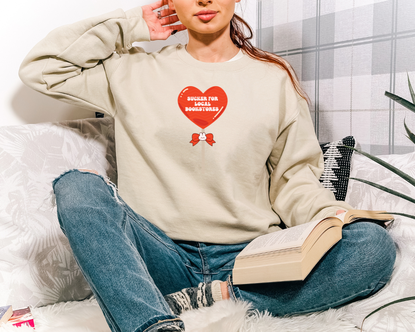 SUCKER FOR LOCAL BOOKSTORES ADULT SIZE (SHIRT/CREWNECK)R