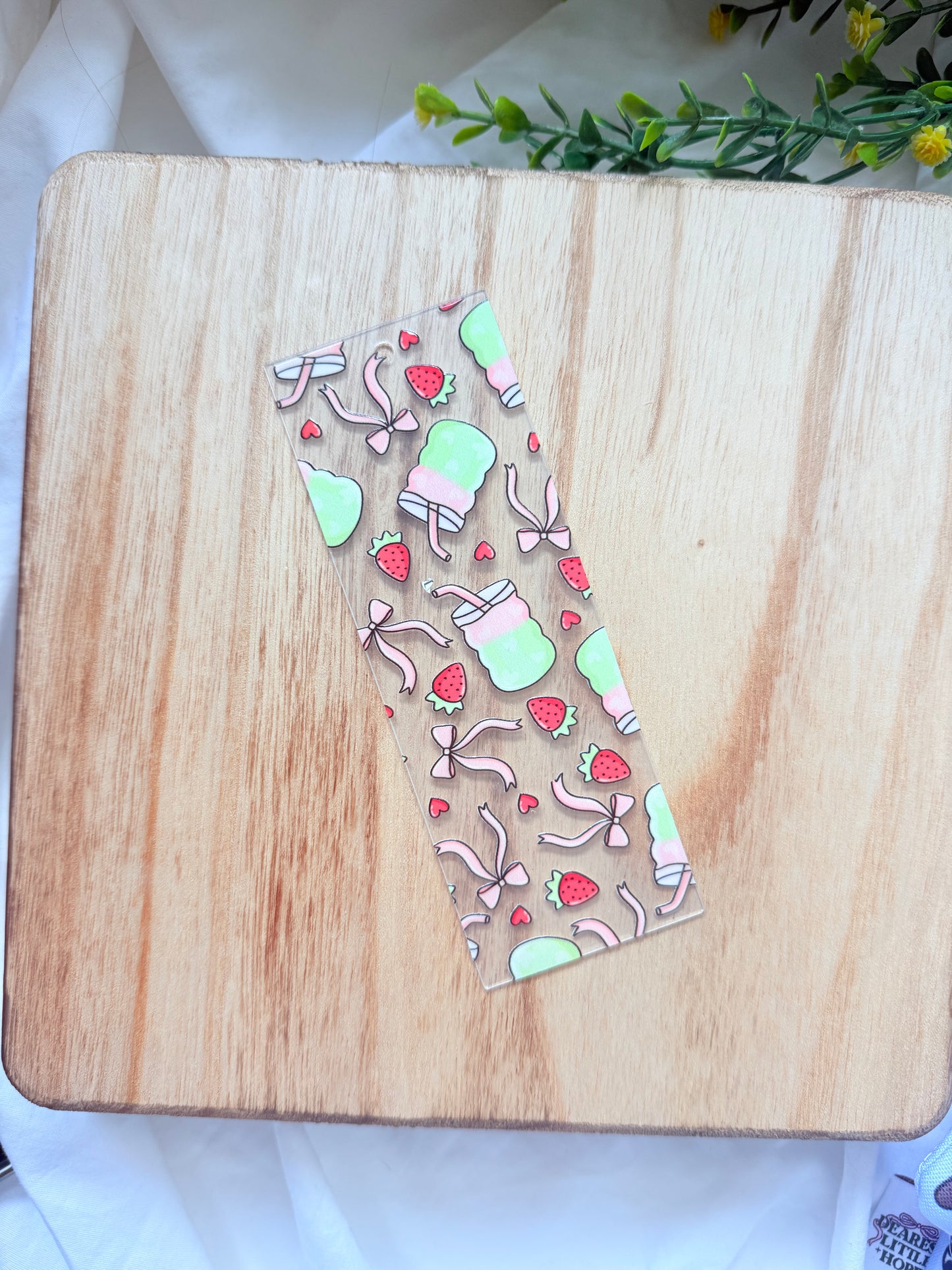 STRAWBERRY MATCHA ACRYLIC BOOKMARK