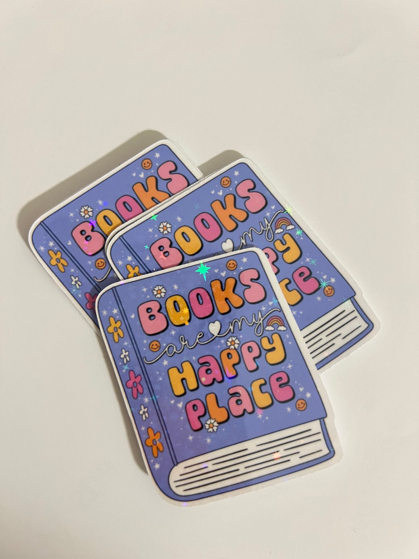 BOOKS ARE MY HAPPY PLACE STICKER