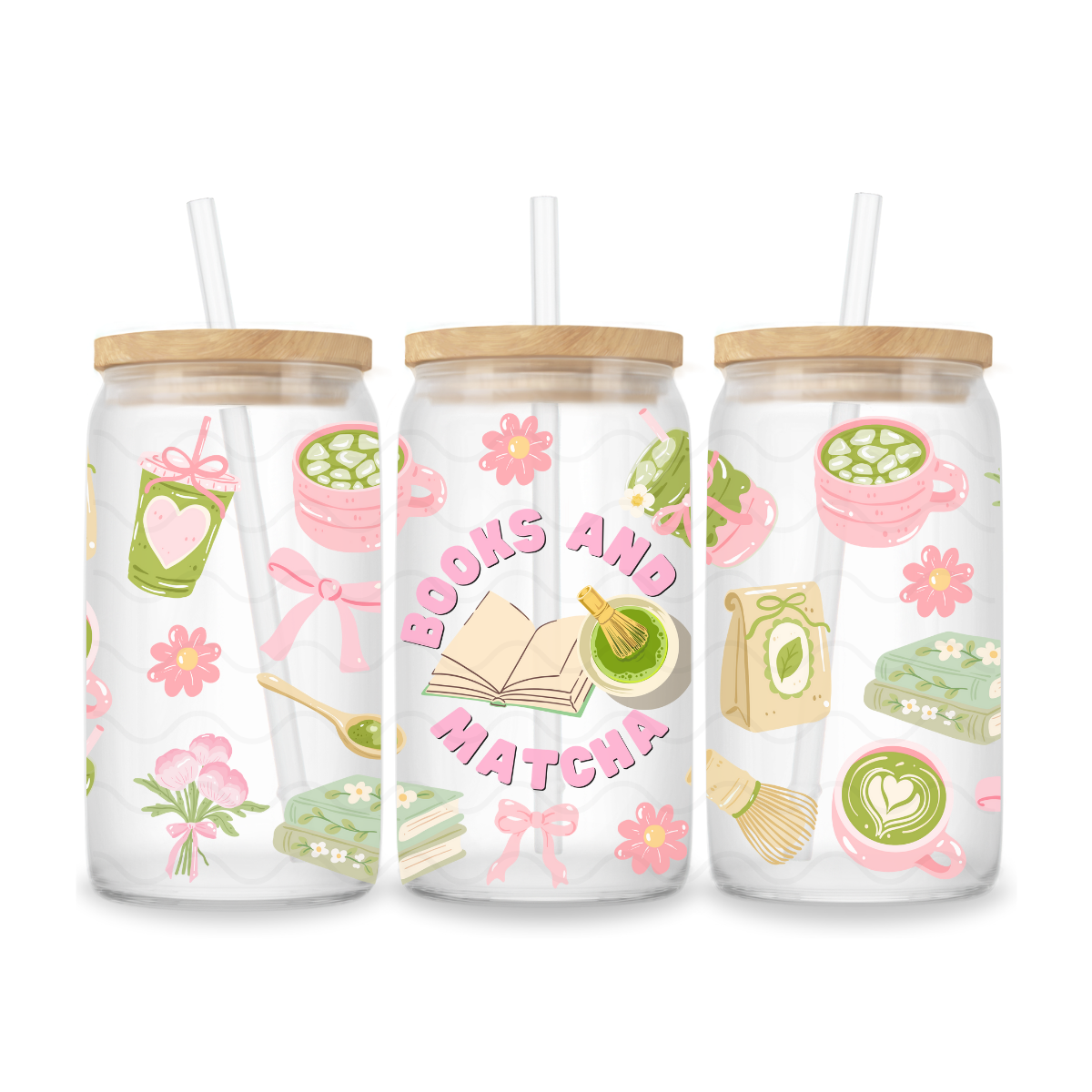 BOOKS AND MATCHA GLASS CUP