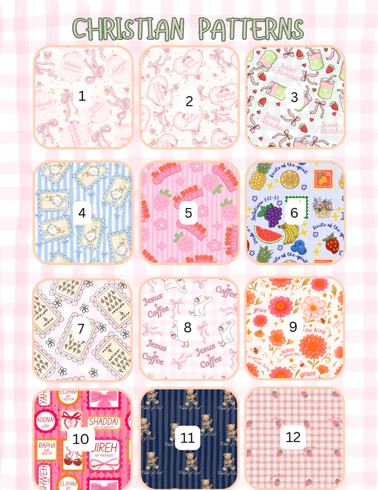 FAITH BASED/CHRISTIAN PATTERNS ALL SIZES SLEEVES/POUCHES