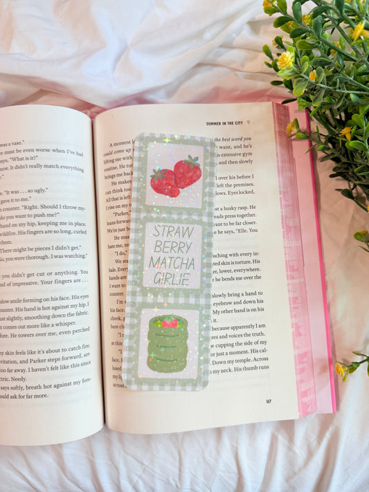 STRAWBERRY MATCHA GIRLIE HOLOGRAPHIC BOOKMARK