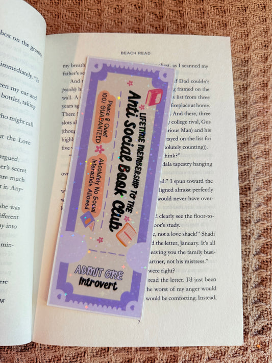 ANTISOCIAL BOOK CLUB ADMIT ONE HOLOGRAPHIC BOOKMARK