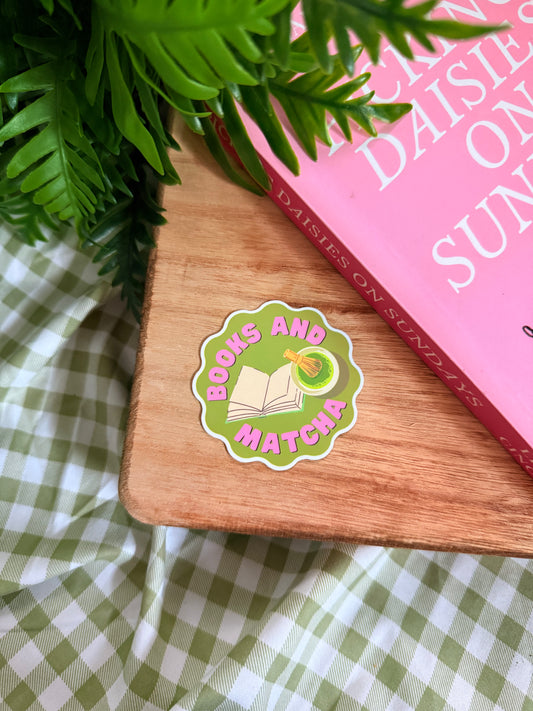 BOOKS AND MATCHA STICKER