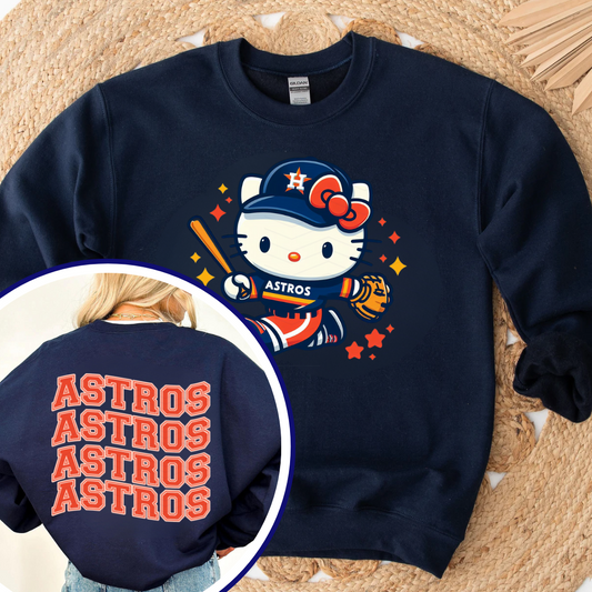 HELLO KITTY NAVY BLUE ASTROS ADULT SIZE (SHIRT/CREWNECK)