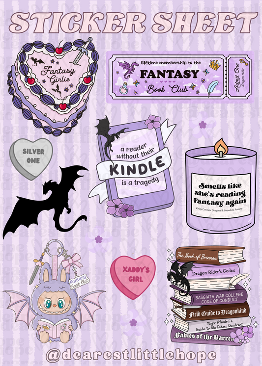 FANTASY STICKER SHEET 4.58IN X 6.41IN