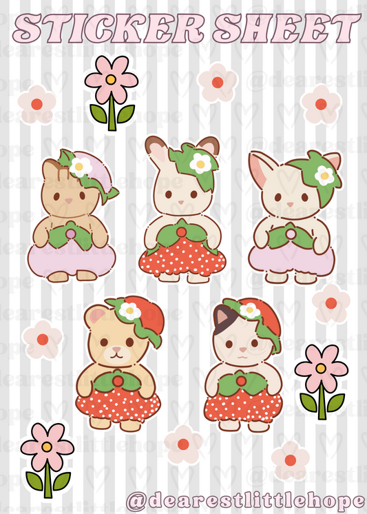 CUTE CHARACTERS STICKER SHEET 4.58IN X 6.41IN