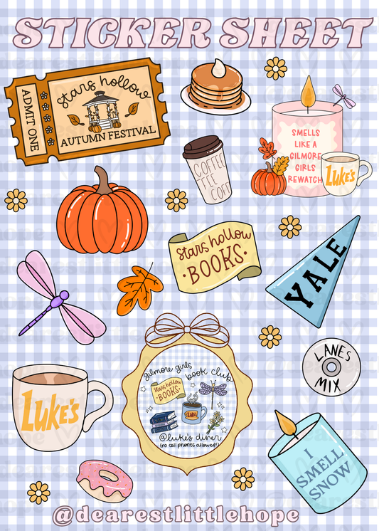 GILMORE GIRLS STICKER SHEET 4.58IN X 6.41IN