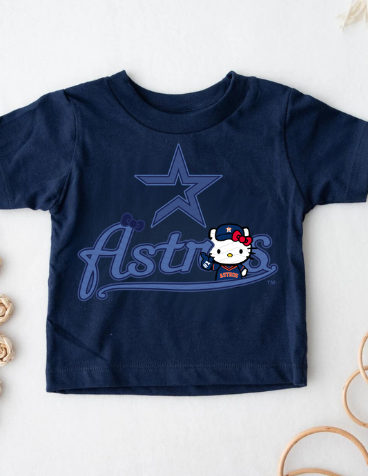 Hello Kitty Navy Blue Astros Design - Short Sleeve YOUTH