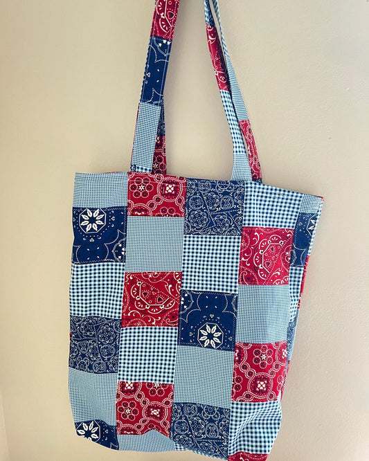 BANDANA PATCH PATTERN TOTE BAG