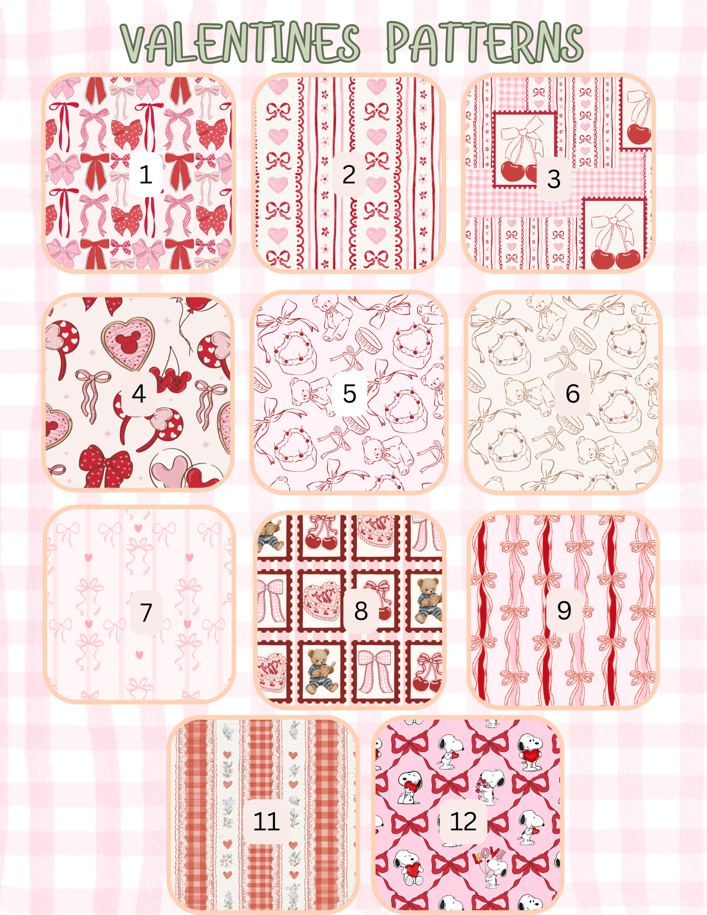 VALENTINES PATTERNS ALL SIZES SLEEVES/POUCHES
