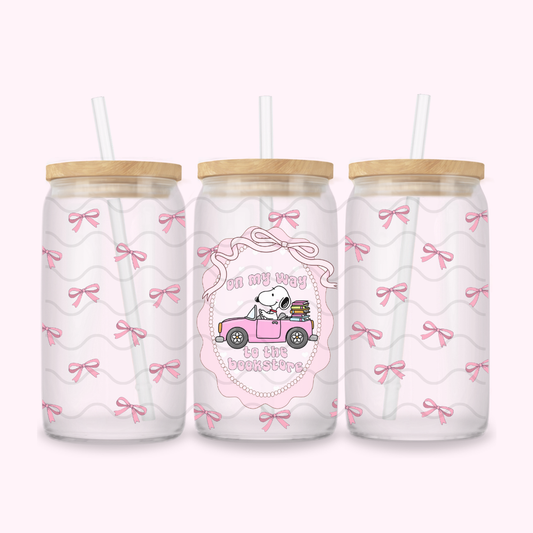 CUTE DOG BOOKISH GLASS CUP