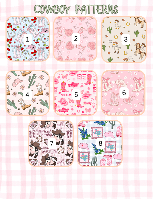 COWBOY PATTERNS ALL SIZES SLEEVES/POUCHES
