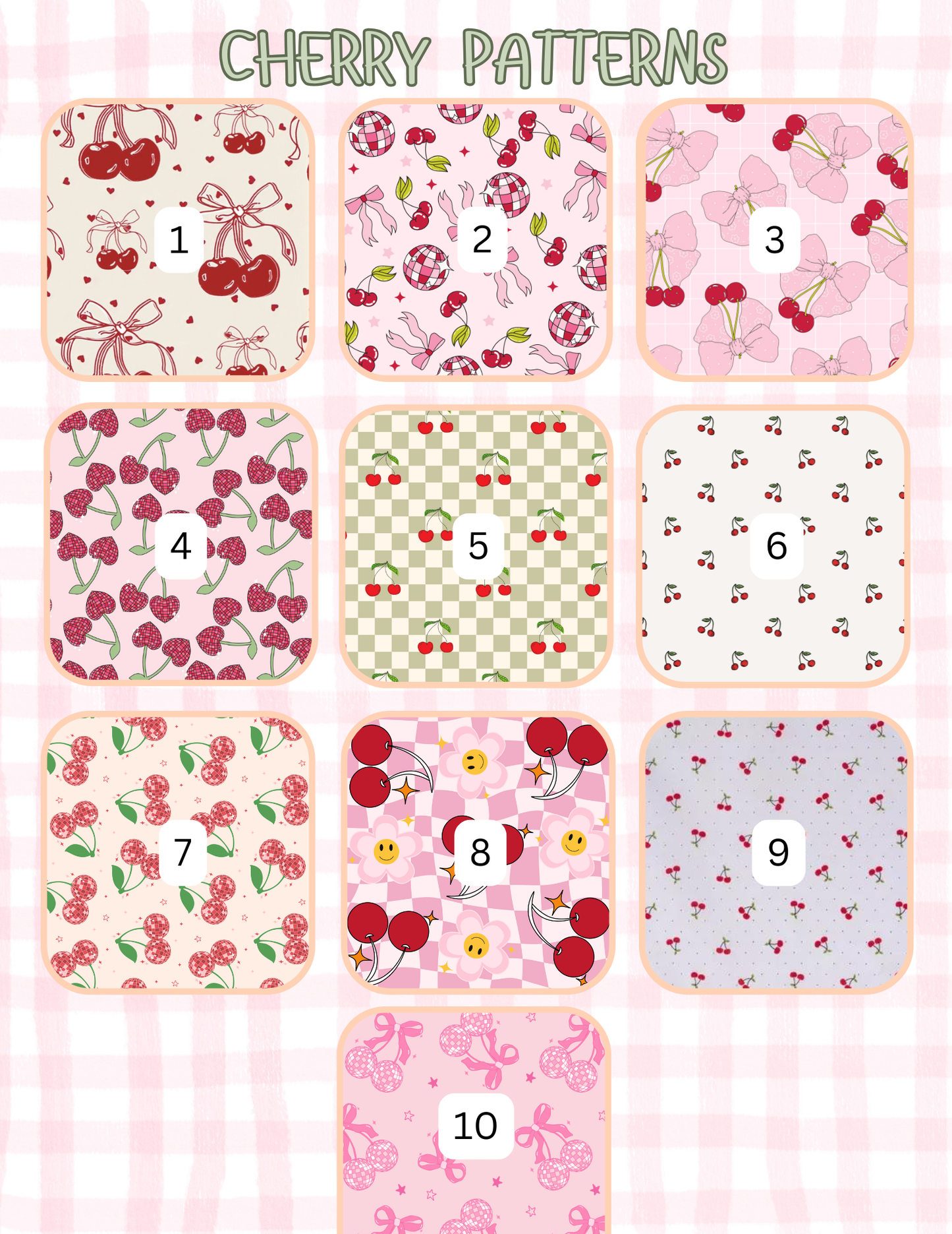 CHERRY PATTERNS ALL SIZES SLEEVES/POUCHES