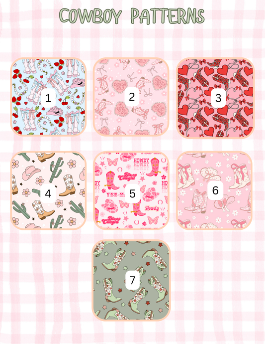 COWBOY PATTERNS ALL SIZES SLEEVES/POUCHES