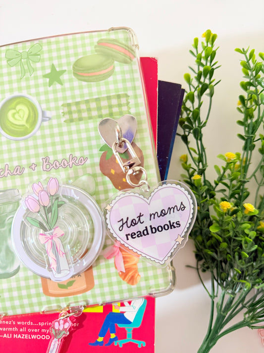 HOT MOMS READ BOOKS KEYCHAIN