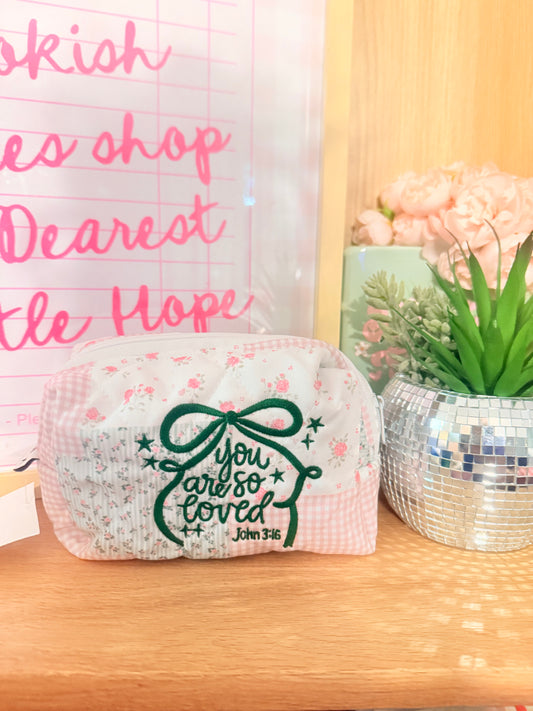YOU ARE SO LOVED EMBROIDERED XL POUCH