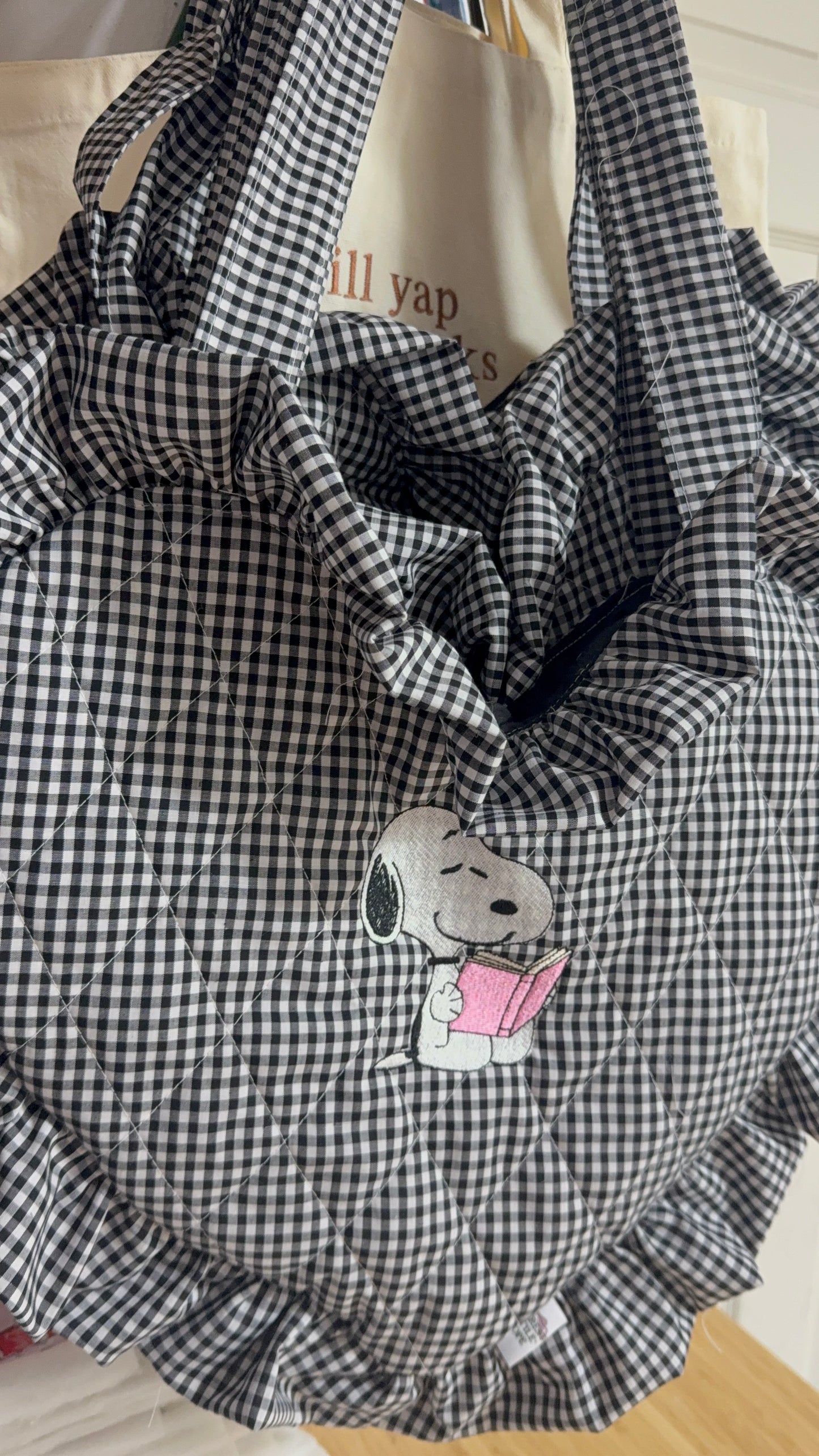CUTE DOG BOOKISH EMBROIDERED HEART BOOK BAG