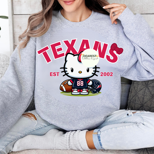 HELLO KITTY TEXANS ADULT SIZE (SHIRT/CREWNECK)