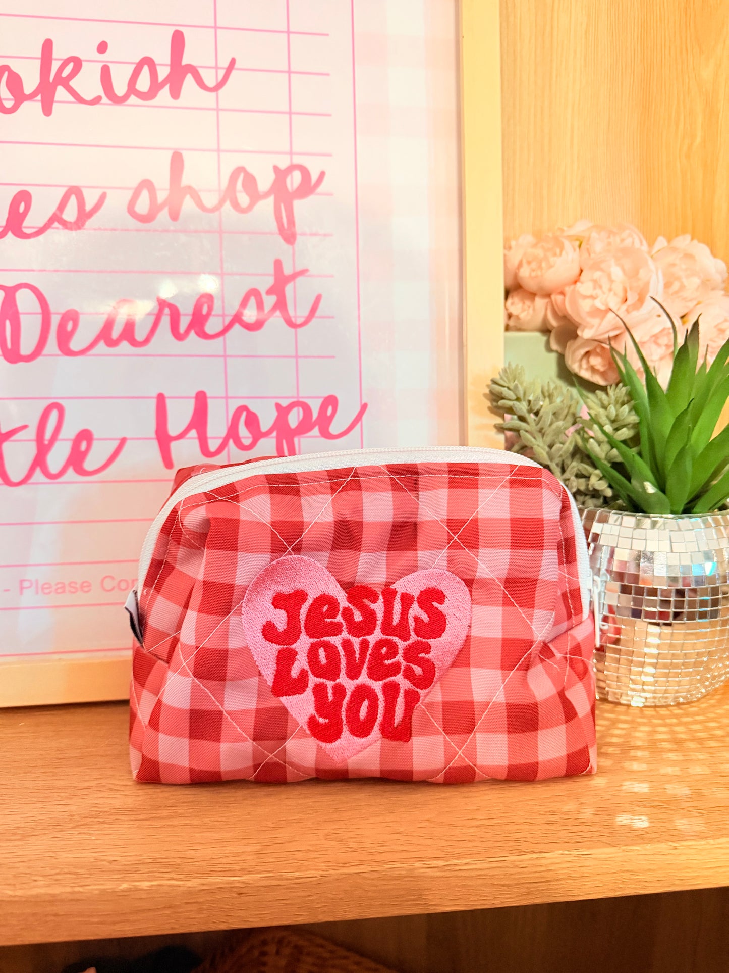 JESUS LOVES YOU EMBROIDERED XL POUCH