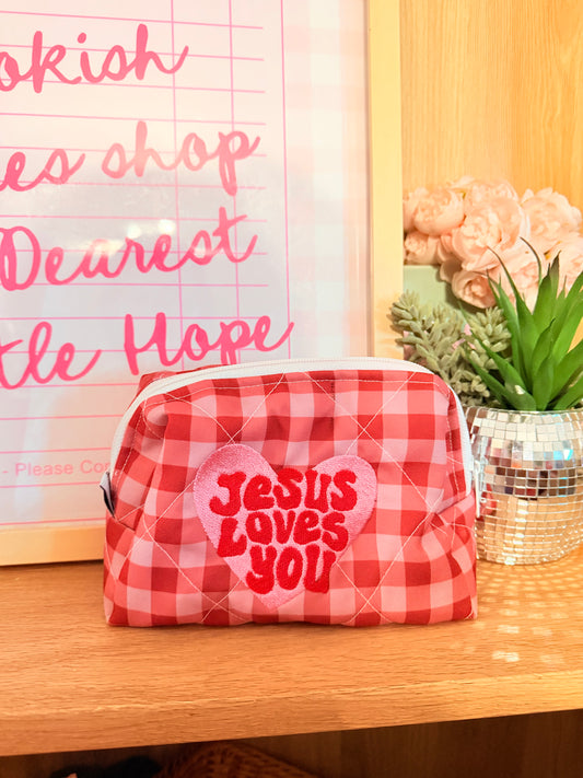 JESUS LOVES YOU EMBROIDERED XL POUCH