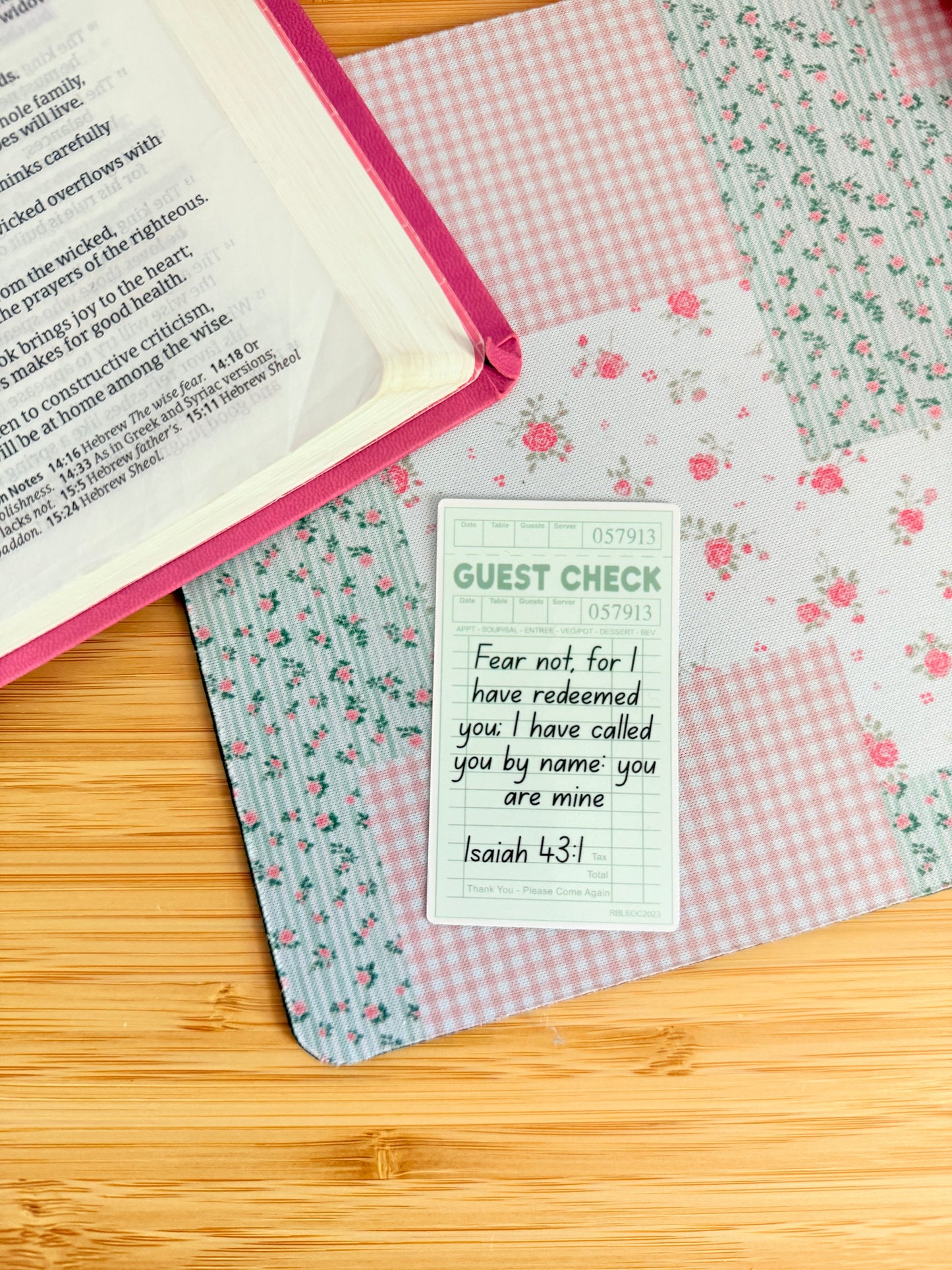 ISAIAH 43:1 GUEST CHECK STICKER