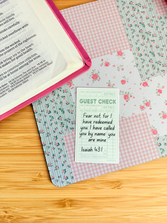 ISAIAH 43:1 GUEST CHECK STICKER