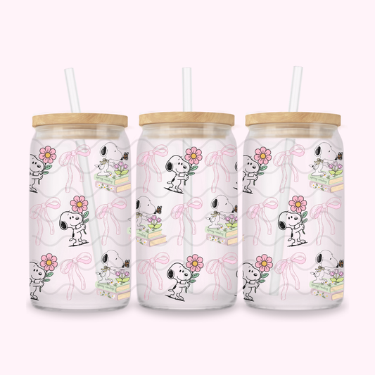 CUTE DOG BOOKISH GLASS CUP