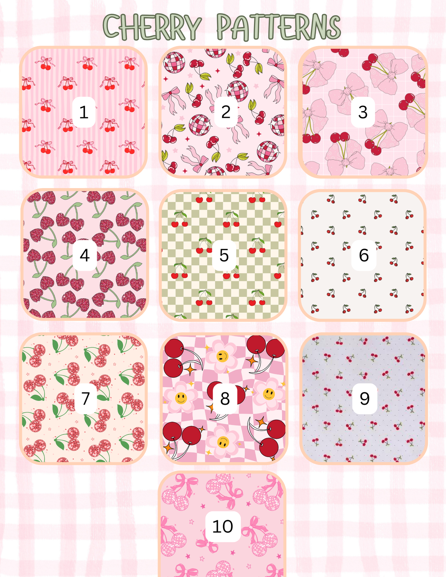 CHERRY PATTERNS ALL SIZES SLEEVES/POUCHES