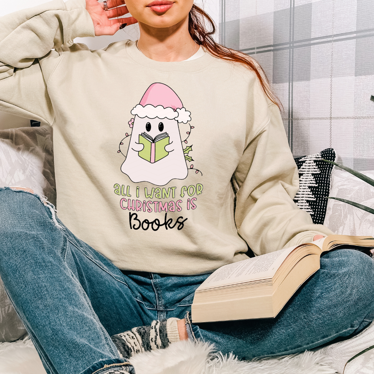 ALL I WANT FOR CHRISTMAS IS BOOKS ADULT SIZE (SHIRT/CREWNECK)