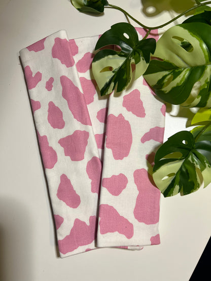 PINK COW PRINT SEATBELT COVER