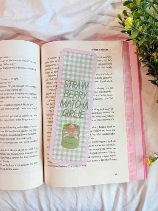 STRAWBERRY MATCHA GIRLIE HOLOGRAPHIC BOOKMARK