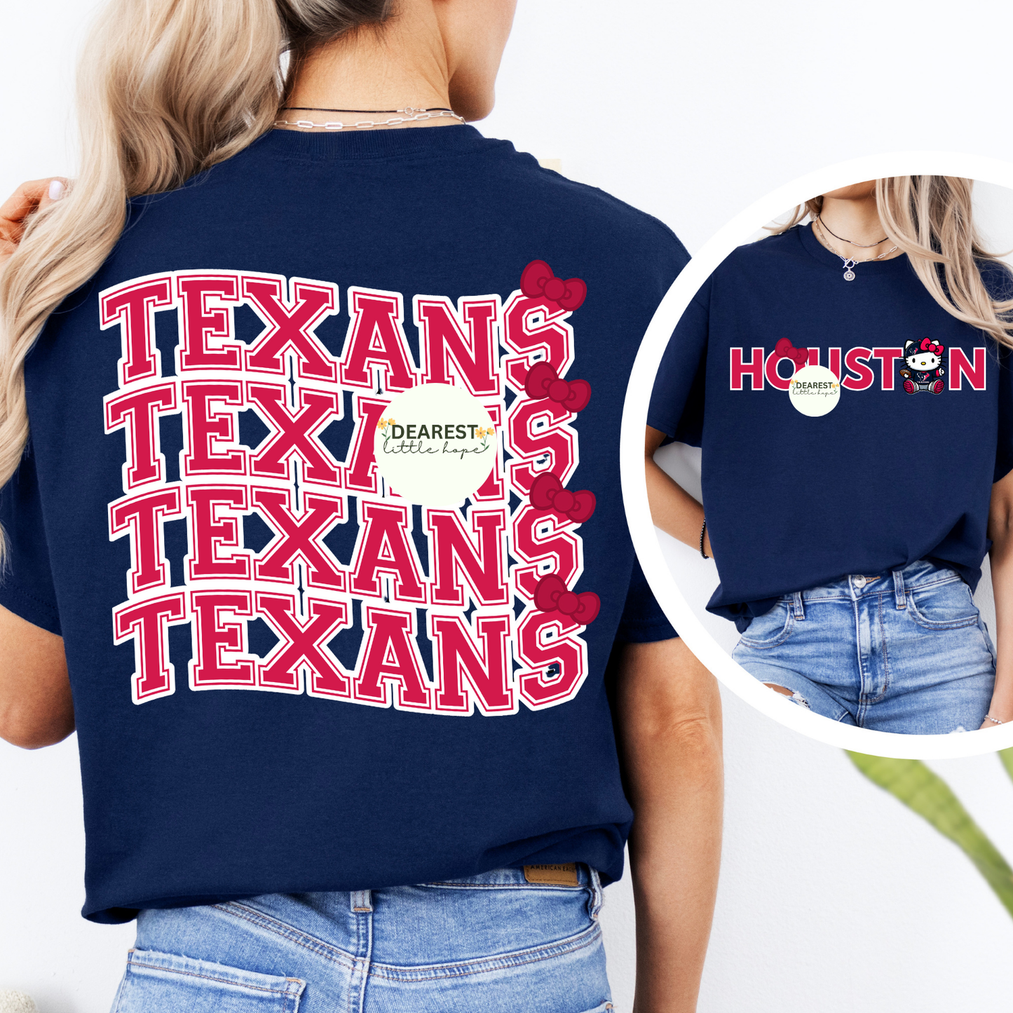 HELLO KITTY HOUSTON TEXANS ADULT SIZE (SHIRT/CREWNECK)