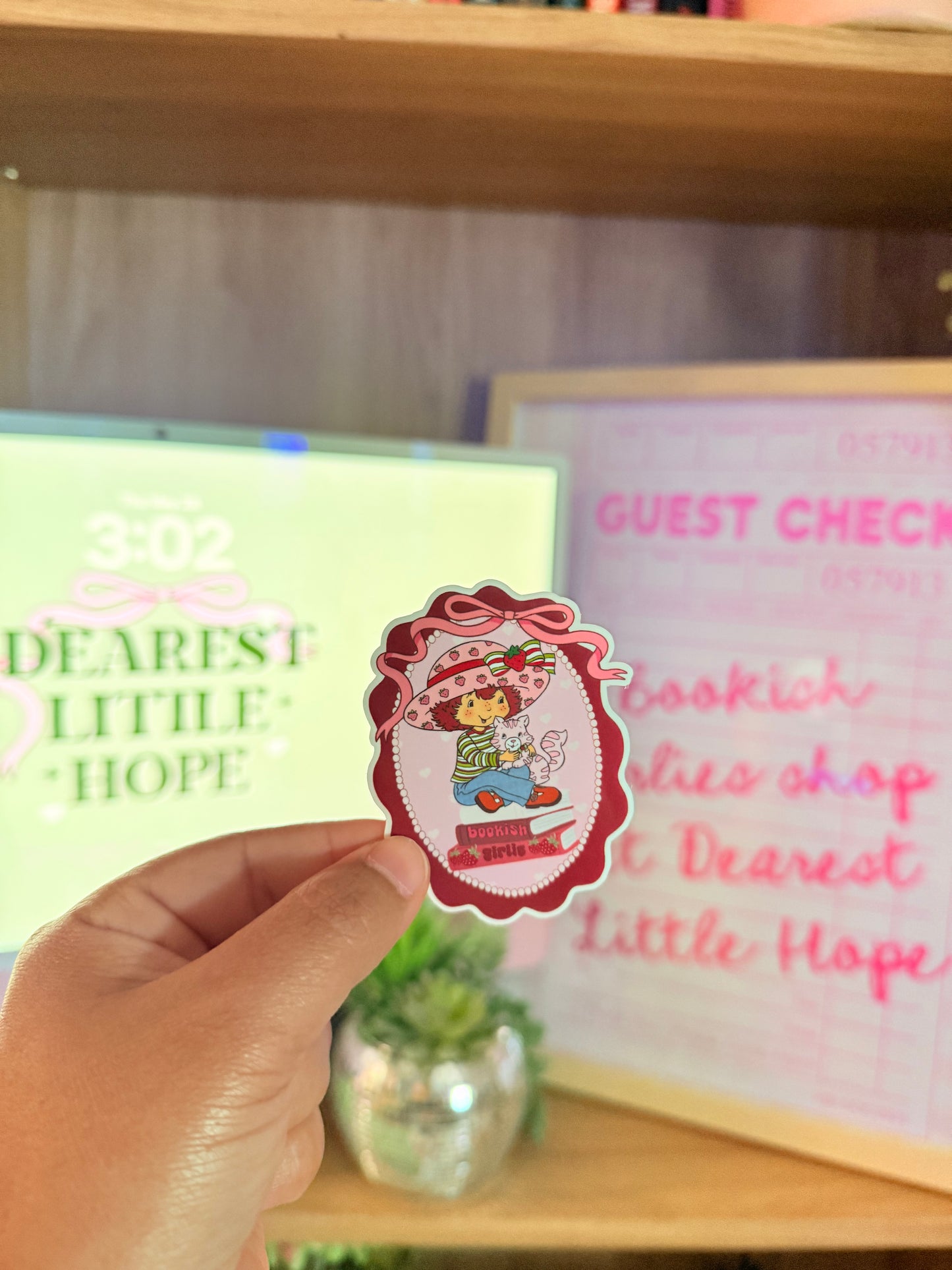STRAWBERRY BOOKISH GIRLIE STICKER