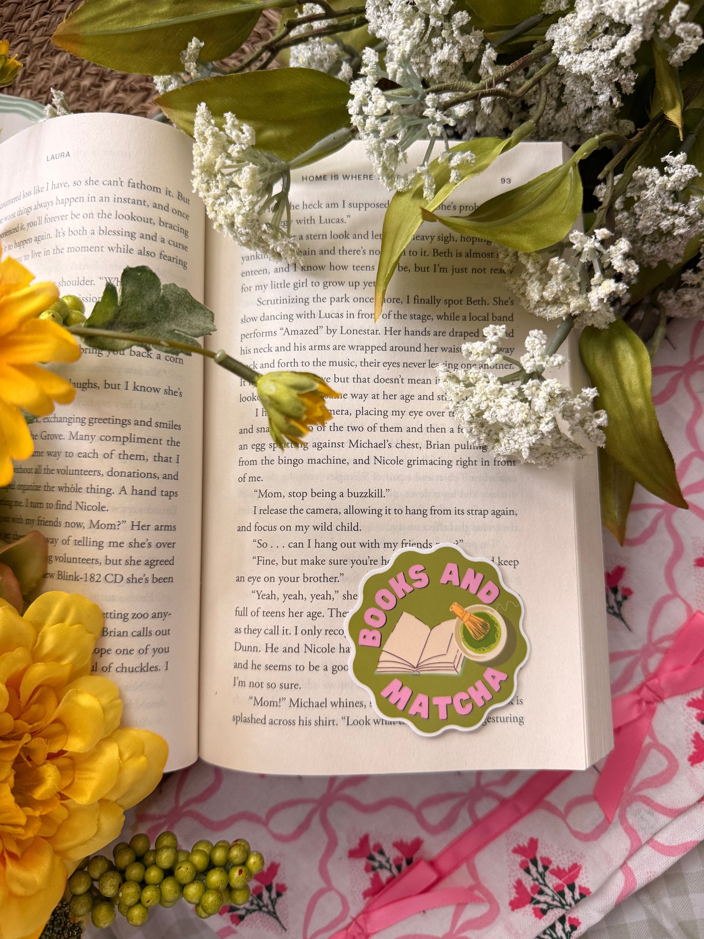 BOOKS AND MATCHA STICKER