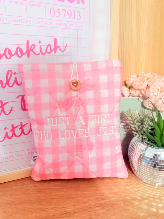JUST A GIRL WHO LOVES JESUS IPAD 10.9” / HARDCOVER BOOK SLEEVE