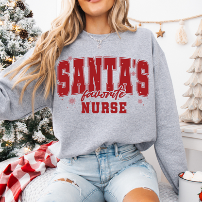 SANTAS FAVORITE NURSE ADULT SIZE (SHIRT/CREWNECK)